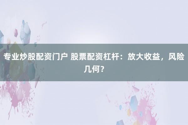 专业炒股配资门户 股票配资杠杆：放大收益，风险几何？
