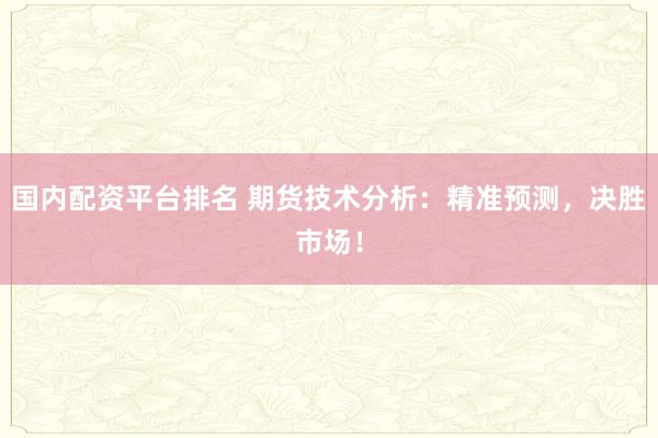 国内配资平台排名 期货技术分析：精准预测，决胜市场！