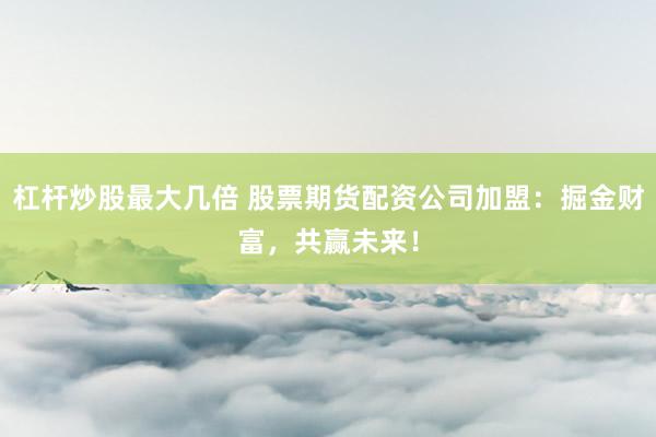 杠杆炒股最大几倍 股票期货配资公司加盟：掘金财富，共赢未来！