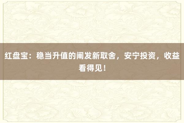 红盘宝：稳当升值的阐发新取舍，安宁投资，收益看得见！