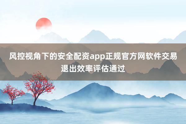 风控视角下的安全配资app正规官方网软件交易退出效率评估通过