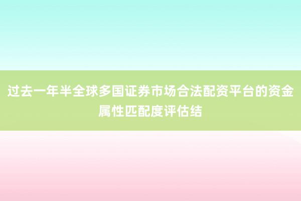 过去一年半全球多国证券市场合法配资平台的资金属性匹配度评估结