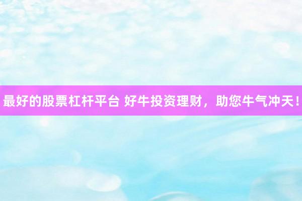 最好的股票杠杆平台 好牛投资理财，助您牛气冲天！