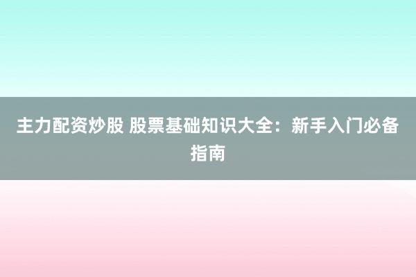 主力配资炒股 股票基础知识大全：新手入门必备指南