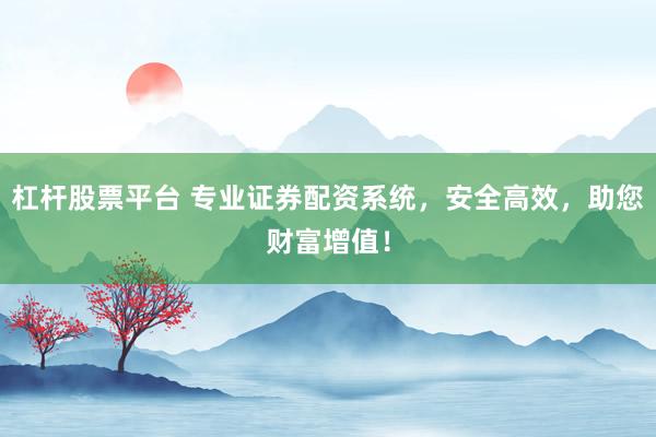 杠杆股票平台 专业证券配资系统，安全高效，助您财富增值！